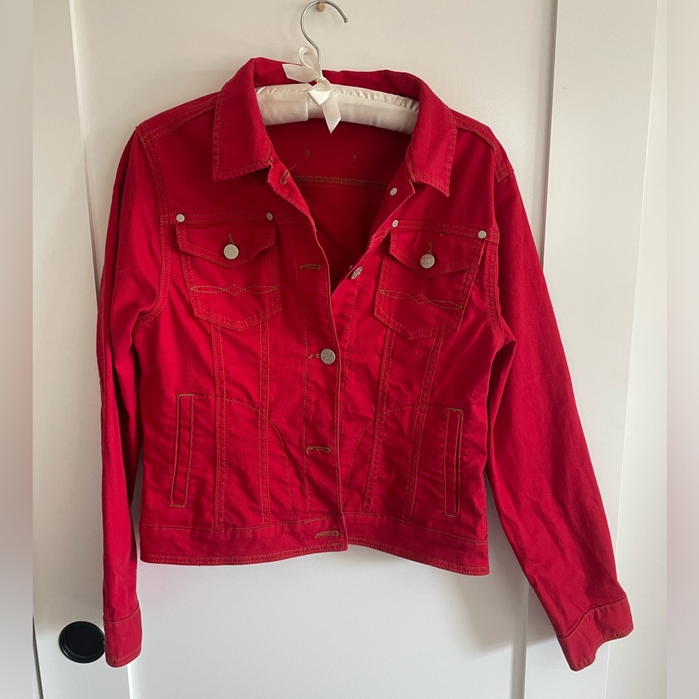 cabi Red Denim Jacket